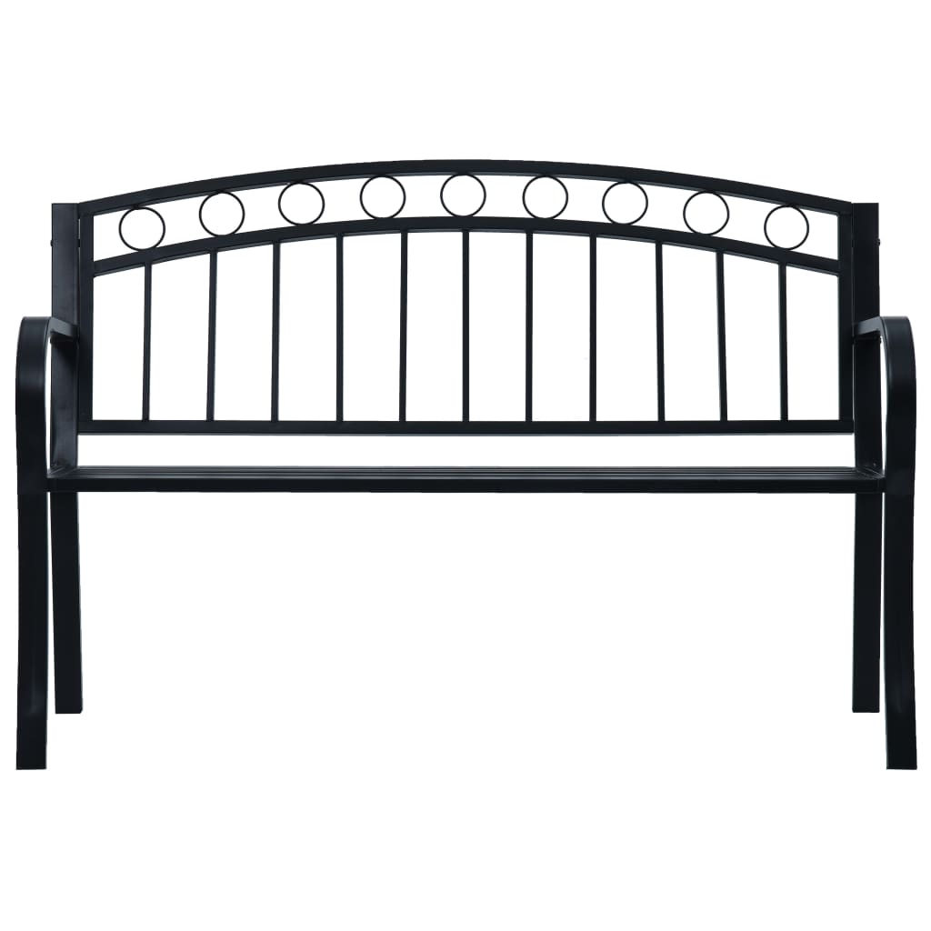 Panchina da Giardino 125 cm Nera in Acciaio - homemem39