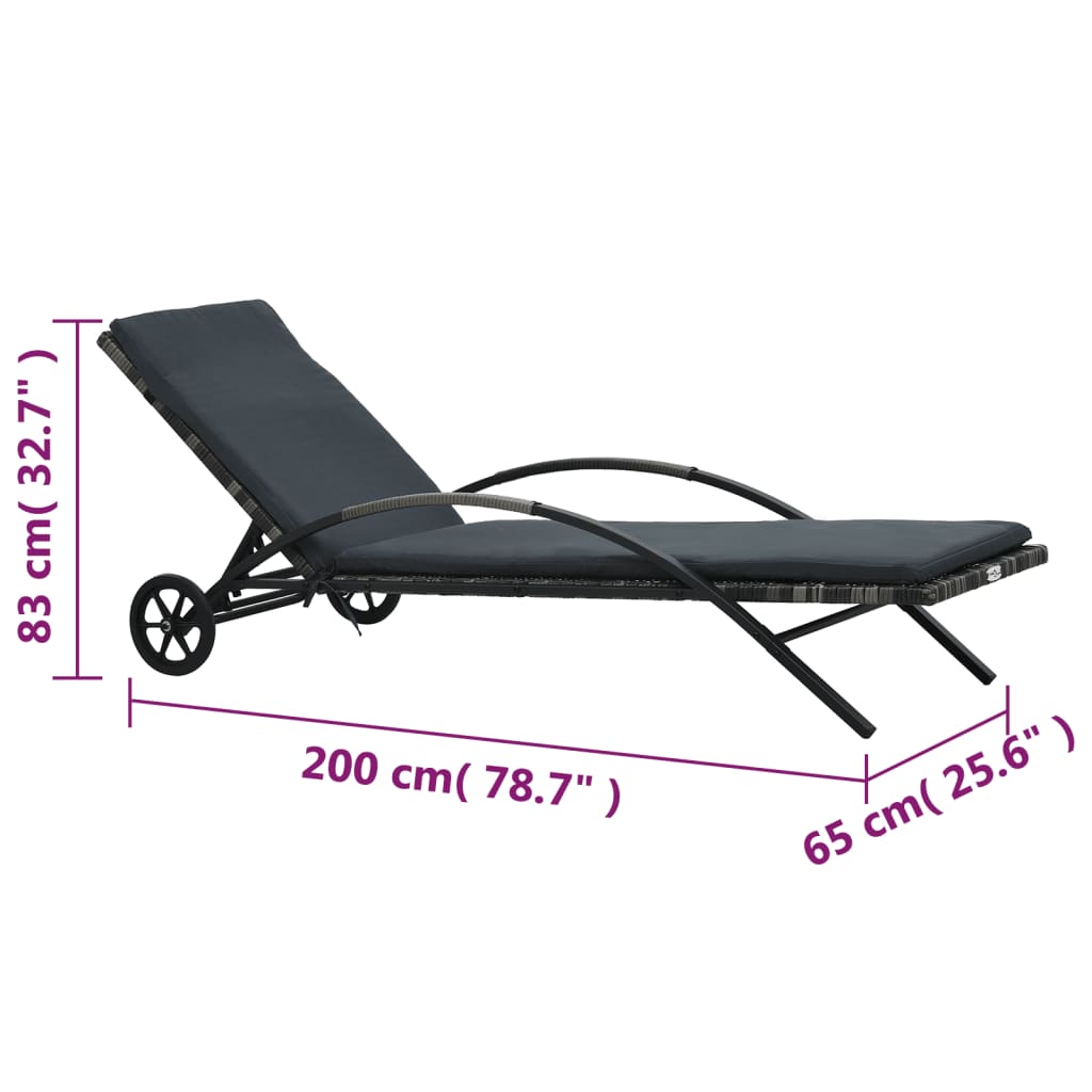 Lettini Prendisole con Tavolino in Polyrattan Antracite - homemem39
