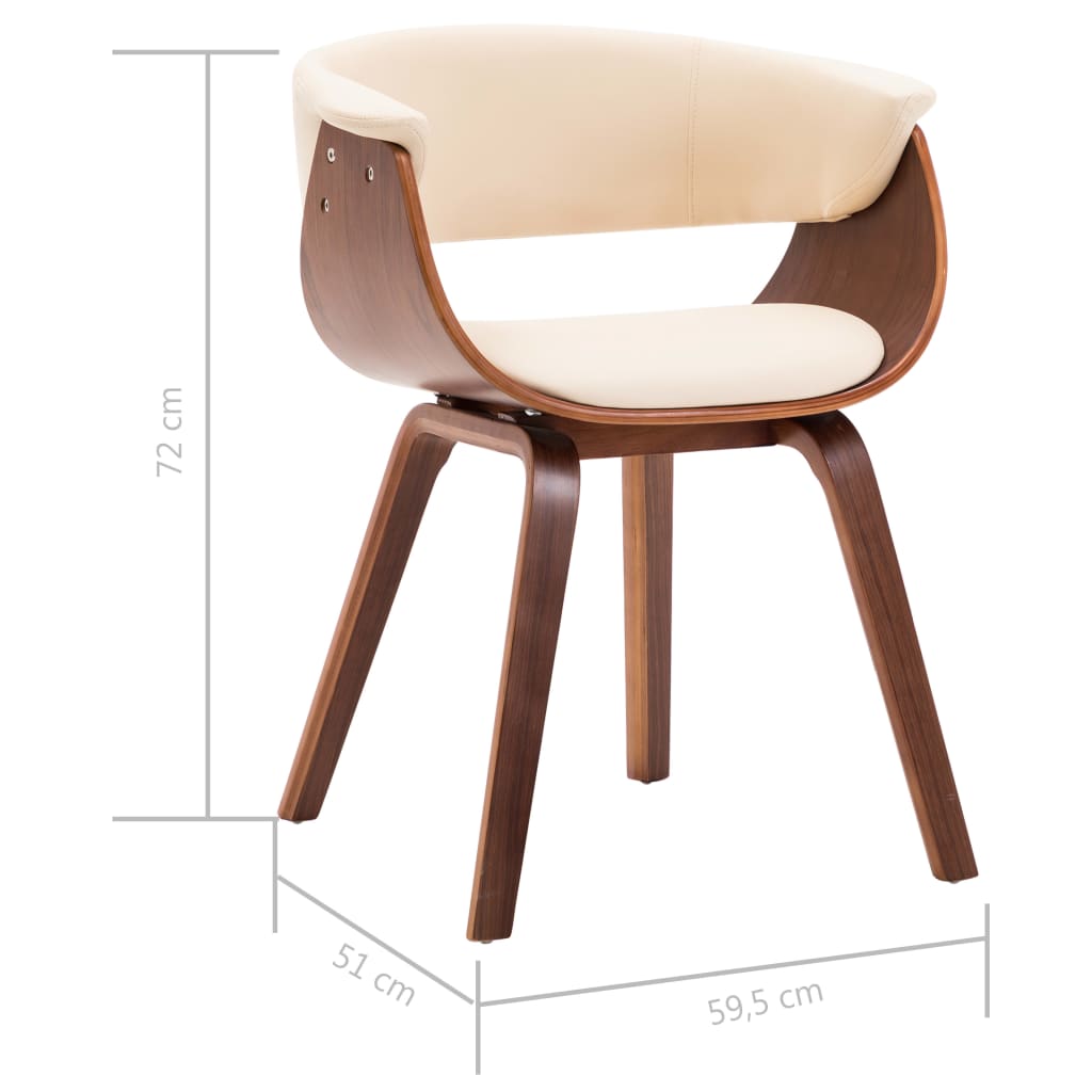 Sedie da Pranzo 2 pz in Legno Curvato e Similpelle Crema | homemem39