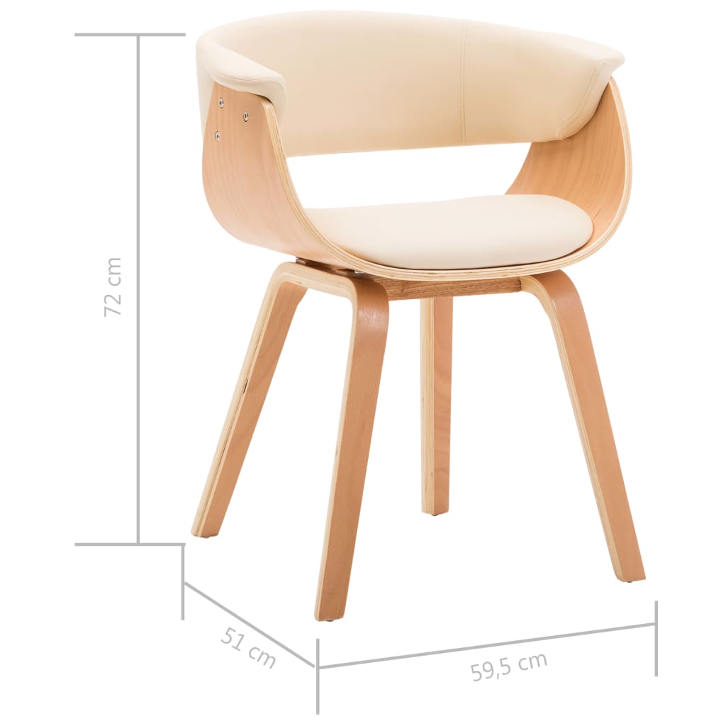 Sedie da Pranzo 2 pz in Legno Curvato e Similpelle Crema | homemem39