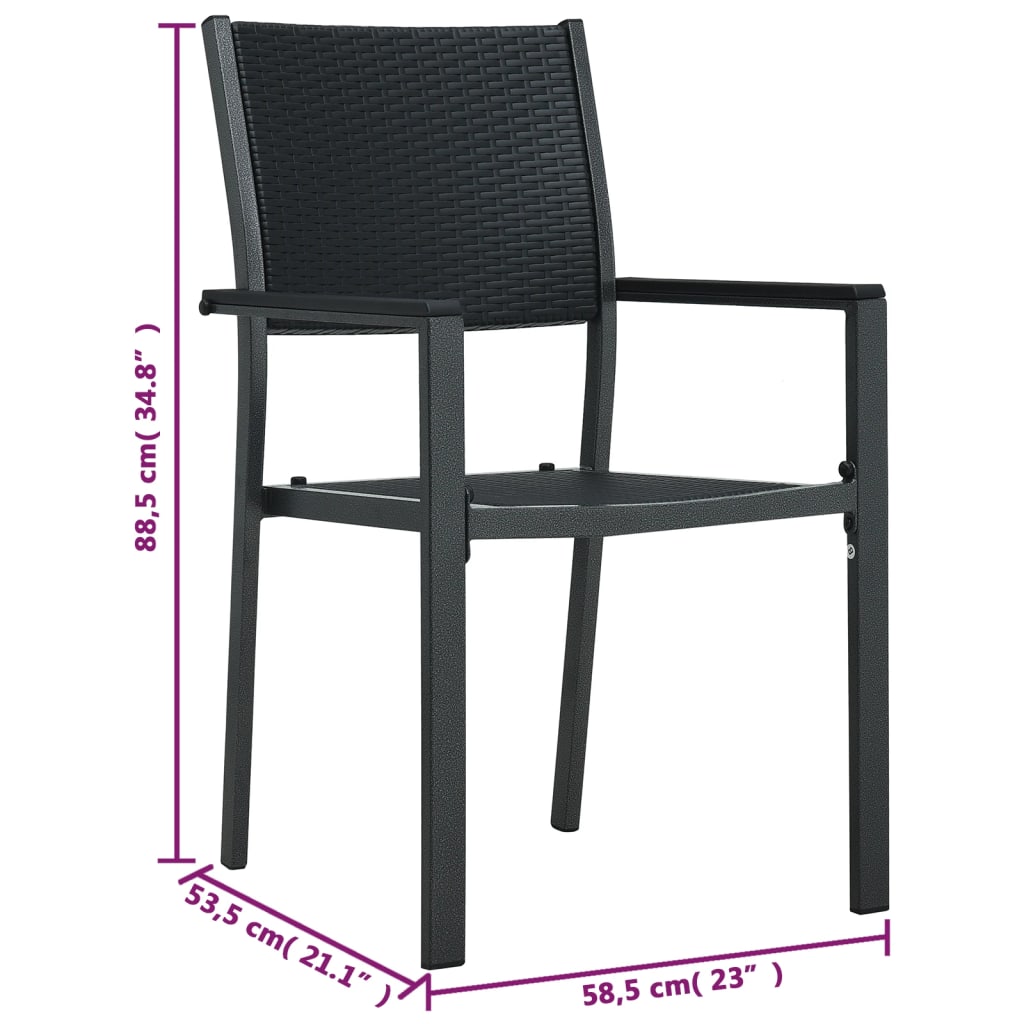 Sedie da Giardino 4 pz Nere in Plastica Stile Rattan | homemem39