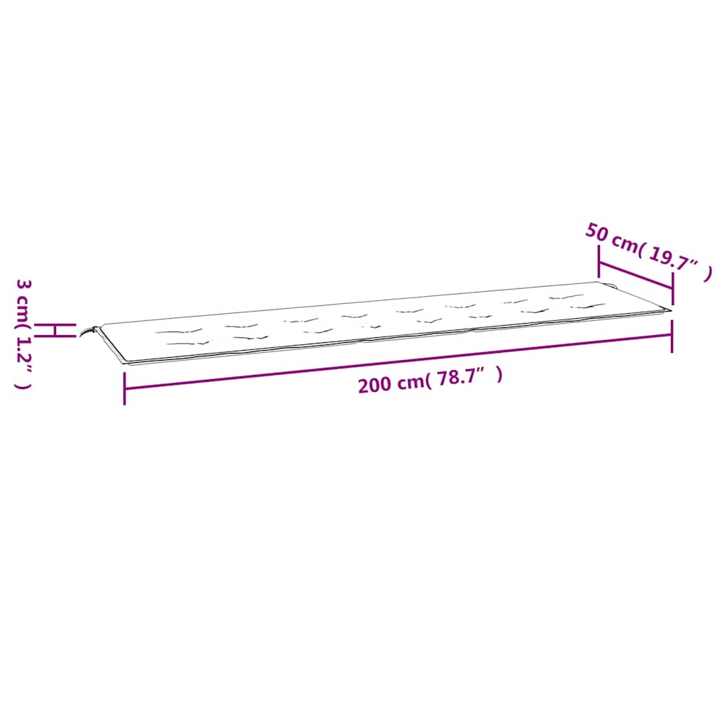 Cuscino per Panca Blu 200x50x3 cm in Tessuto Oxford | homemem39