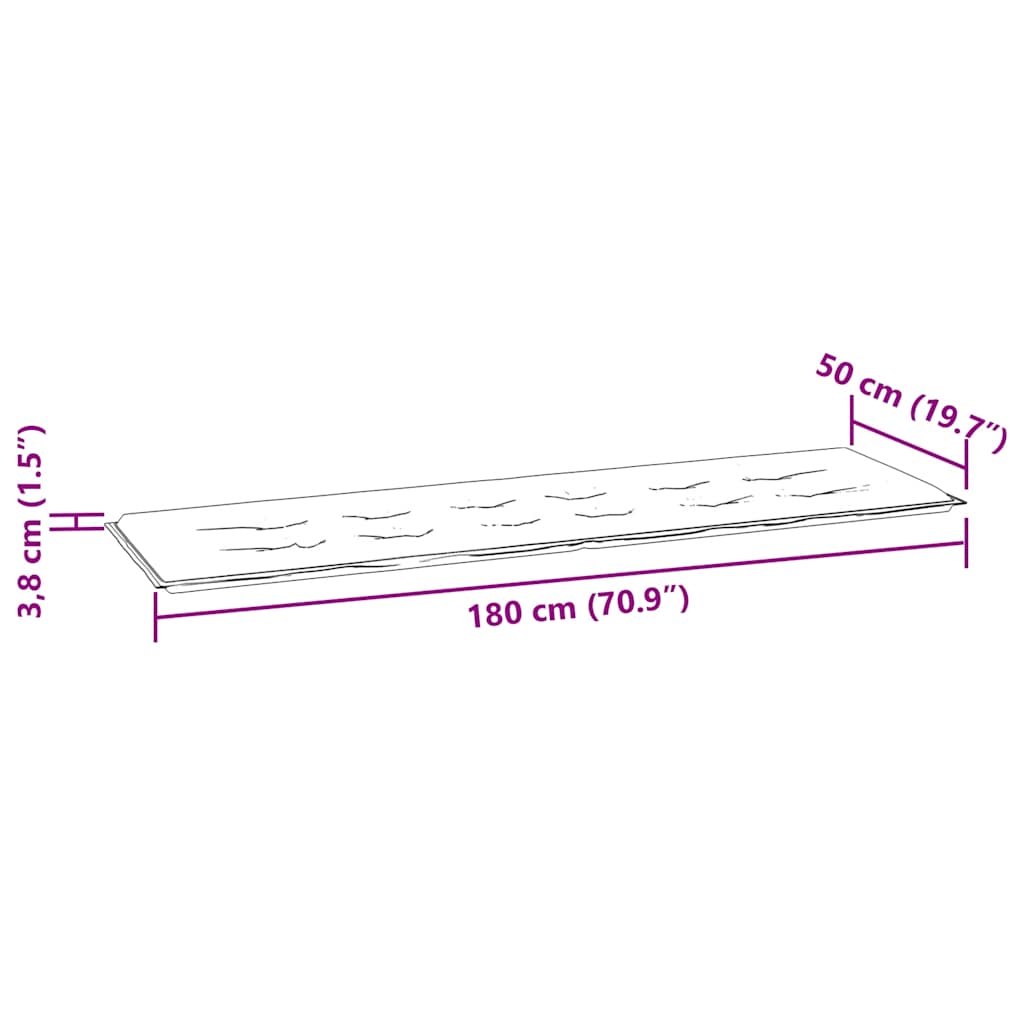 Cuscino per Panca Tortora 180x50x4 cm in Tessuto Oxford - homemem39