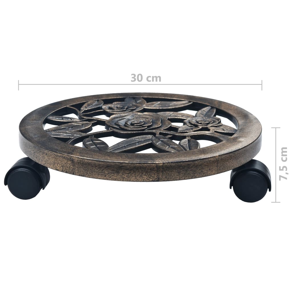 Carrelli Portavasi 6 pz Bronzo 30 cm in Plastica - homemem39