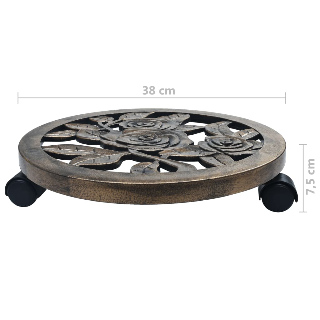 Carrelli Portavasi 6 pz Bronzo 38 cm in Plastica - homemem39