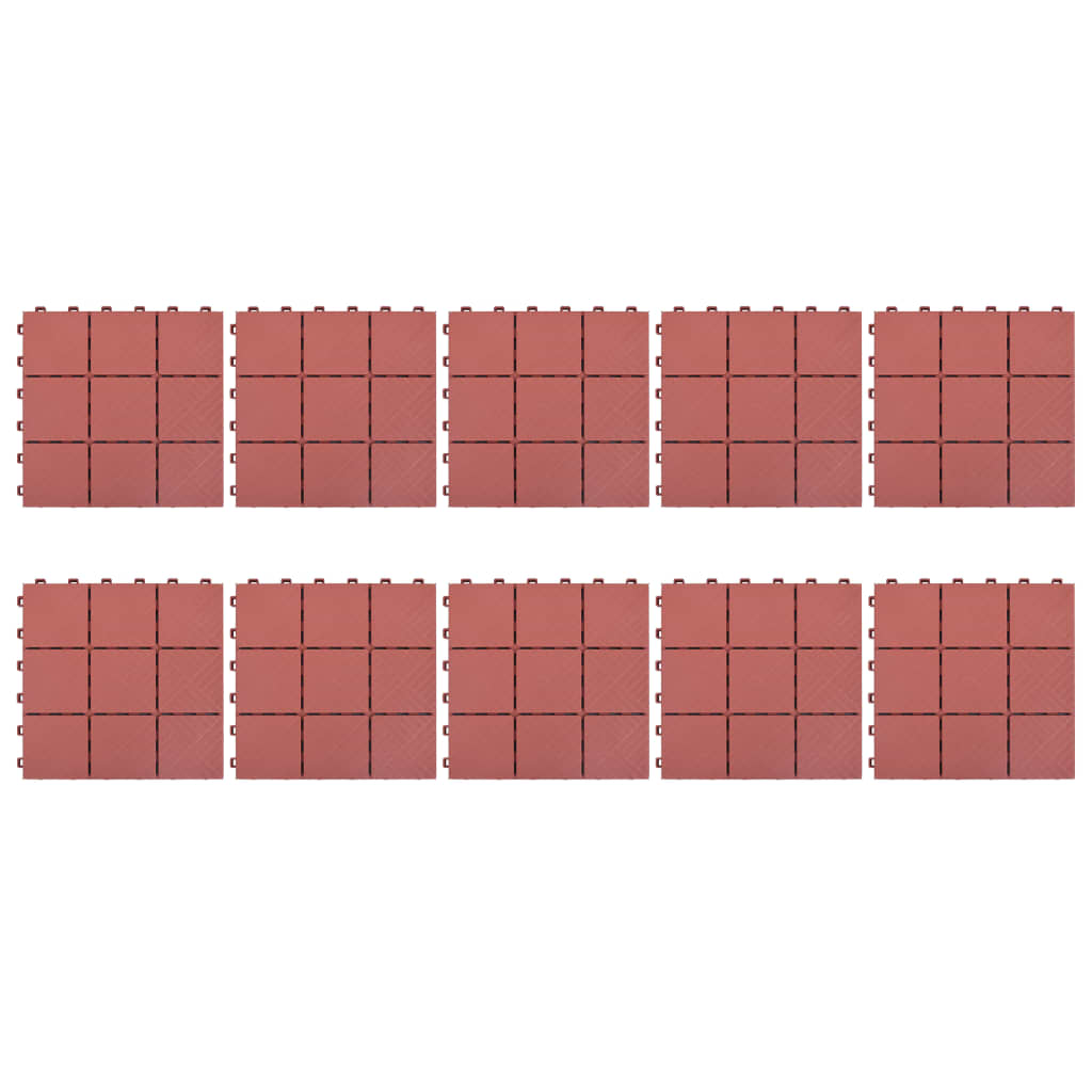 Piastrelle per Decking 10 pz Rosse 30,5x30,5 cm in Plastica - homemem39