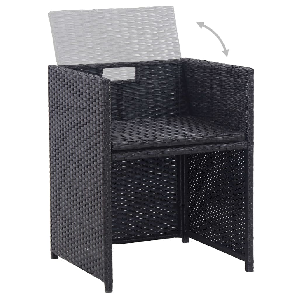Set da Pranzo da Giardino 15 pz con Cuscini in Polyrattan Nero | homemem39