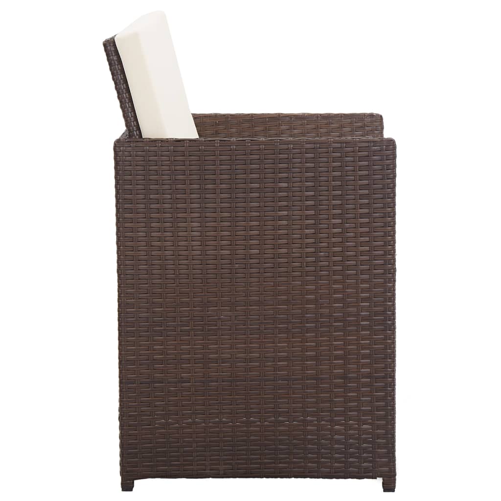 Set da Pranzo da Giardino 15 pz con Cuscini Polyrattan Marrone | homemem39