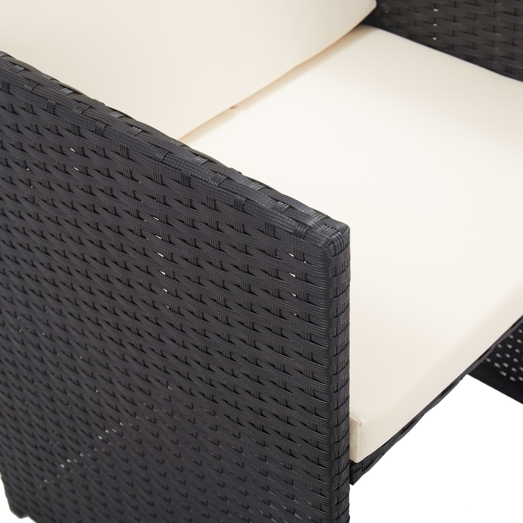 Set da Pranzo da Giardino 15 pz con Cuscini in Polyrattan Nero | homemem39