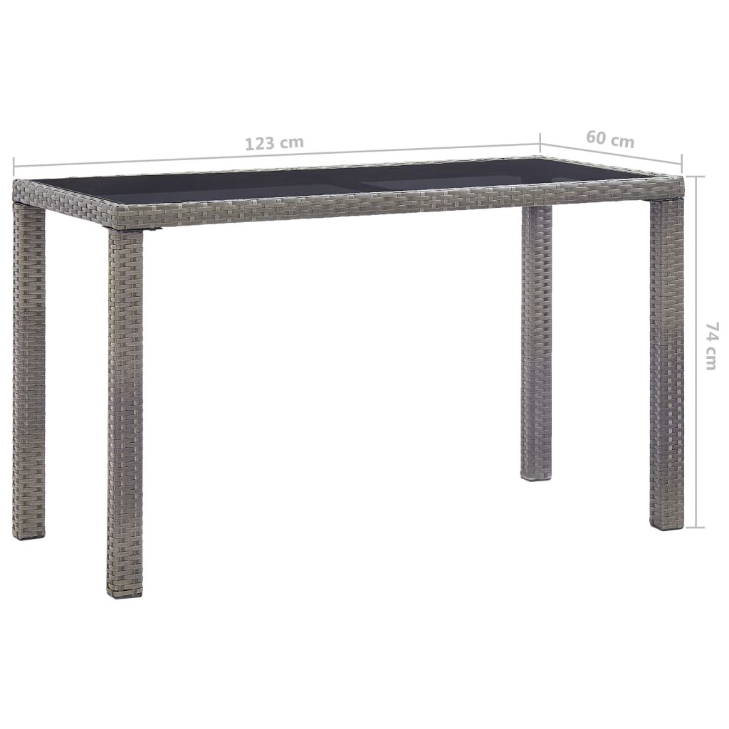 Tavolo da Giardino Antracite 123x60x74 cm in Polyrattan | homemem39