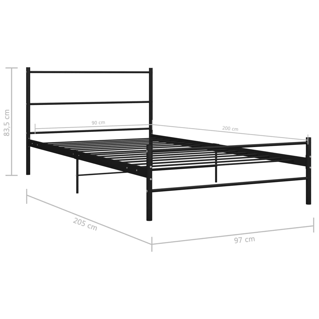 Giroletto Nero in Metallo 90x200 cm | homemem39