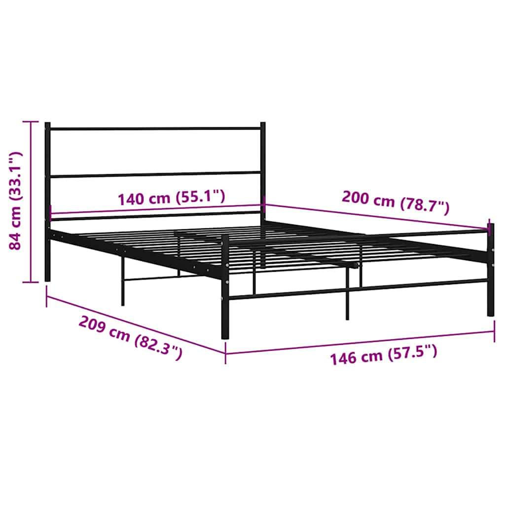 Giroletto con Testiera senza Materasso Nero 140x200 cm Metallo | homemem39