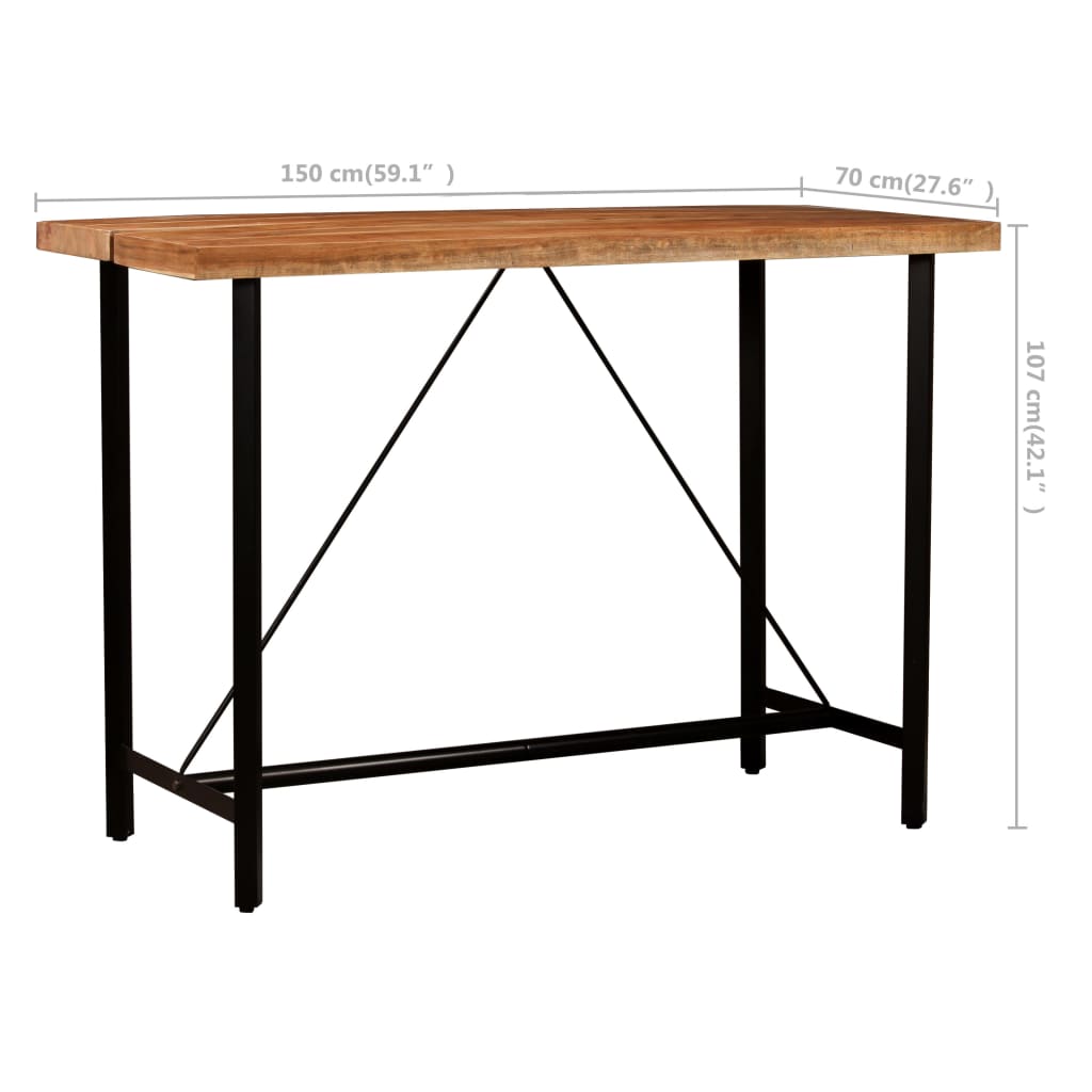 Set da Bar 5 pz in Legno Massello e Vera Pelle | homemem39