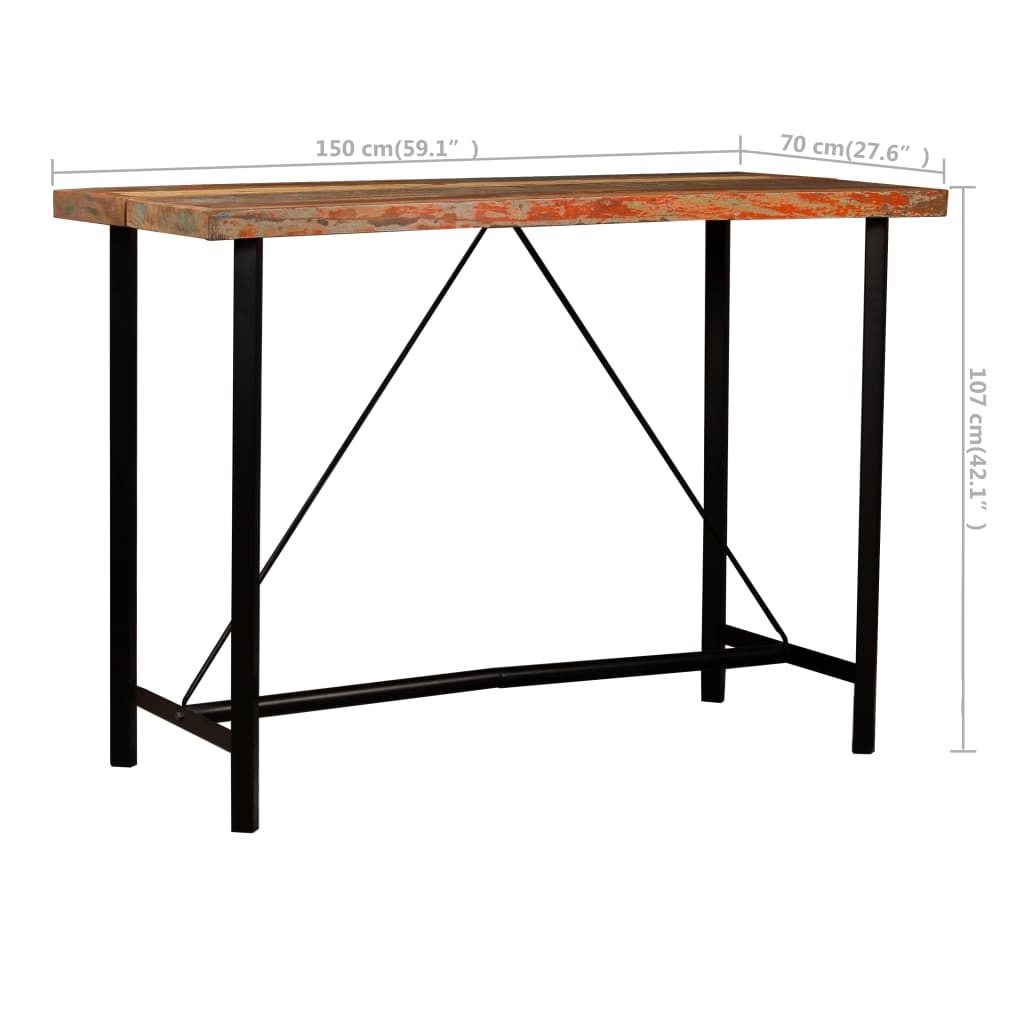 Set da Bar 7 pz in Legno Massello di Recupero e Vera Pelle | homemem39