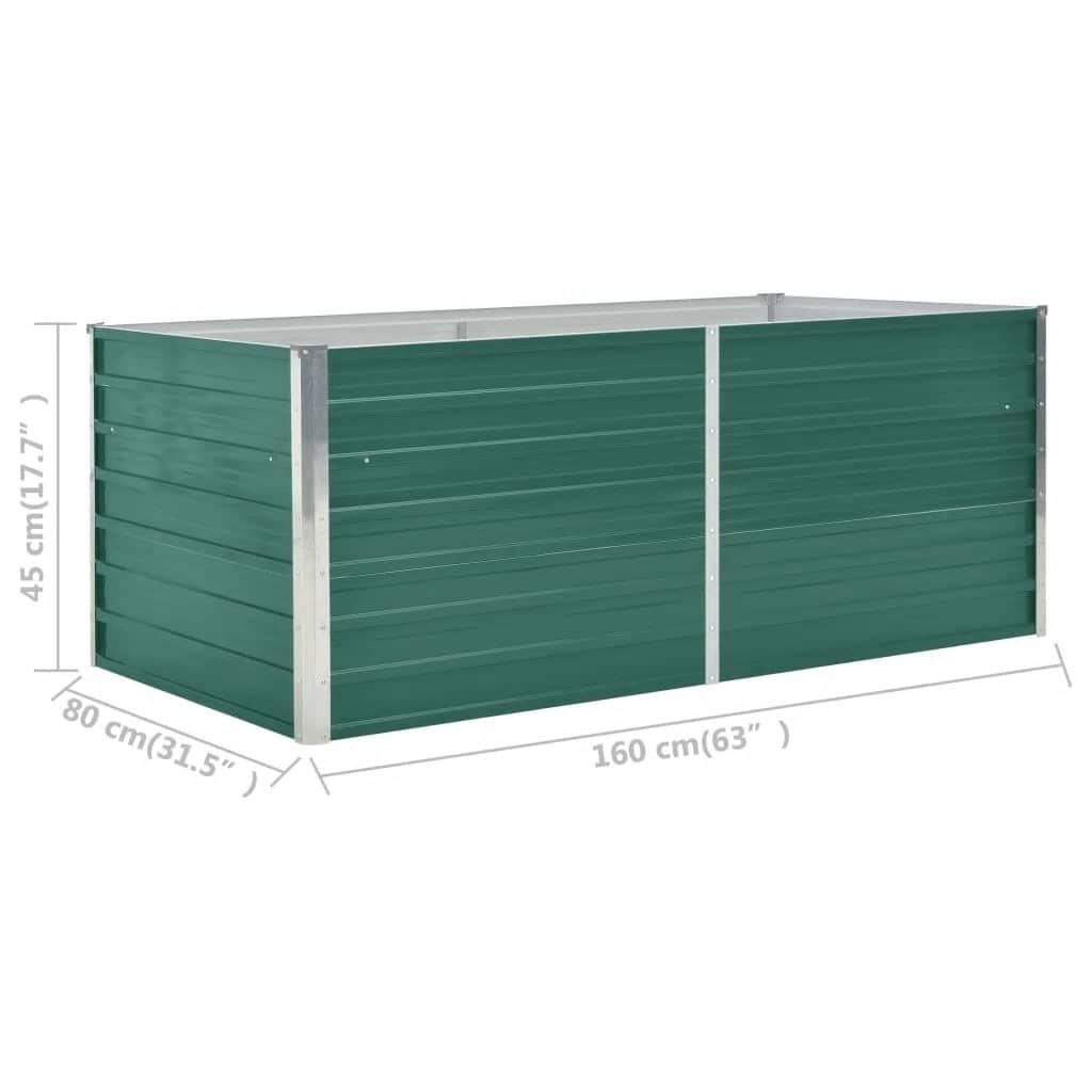 Letto di Coltura Rialzato 160x80x45 cm in Acciaio Zincato Verde | homemem39