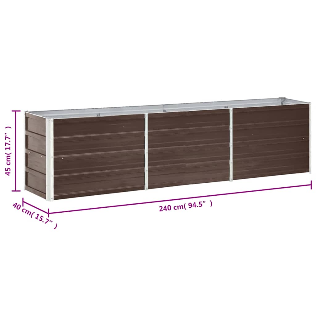 Letto Rialzato in Acciaio Zincato 240x40x45 cm Marrone | homemem39