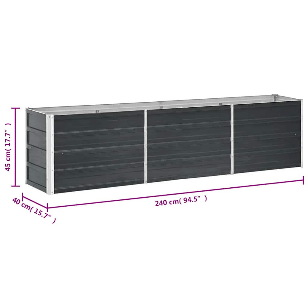Letto Rialzato in Acciaio Zincato 240x40x45 cm Antracite | homemem39