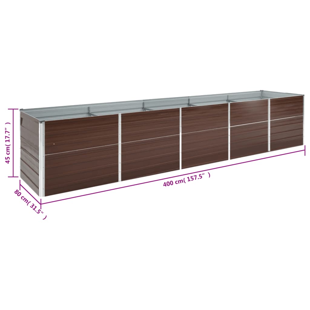 Letto Rialzato in Acciaio Zincato 400x80x45 cm Marrone | homemem39