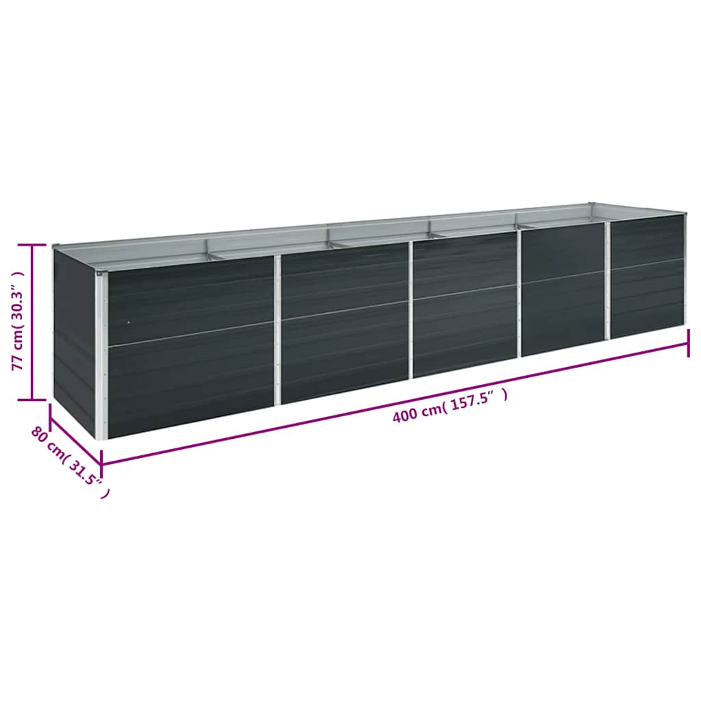 Letto Rialzato in Acciaio Zincato 400x80x77 cm Antracite - homemem39