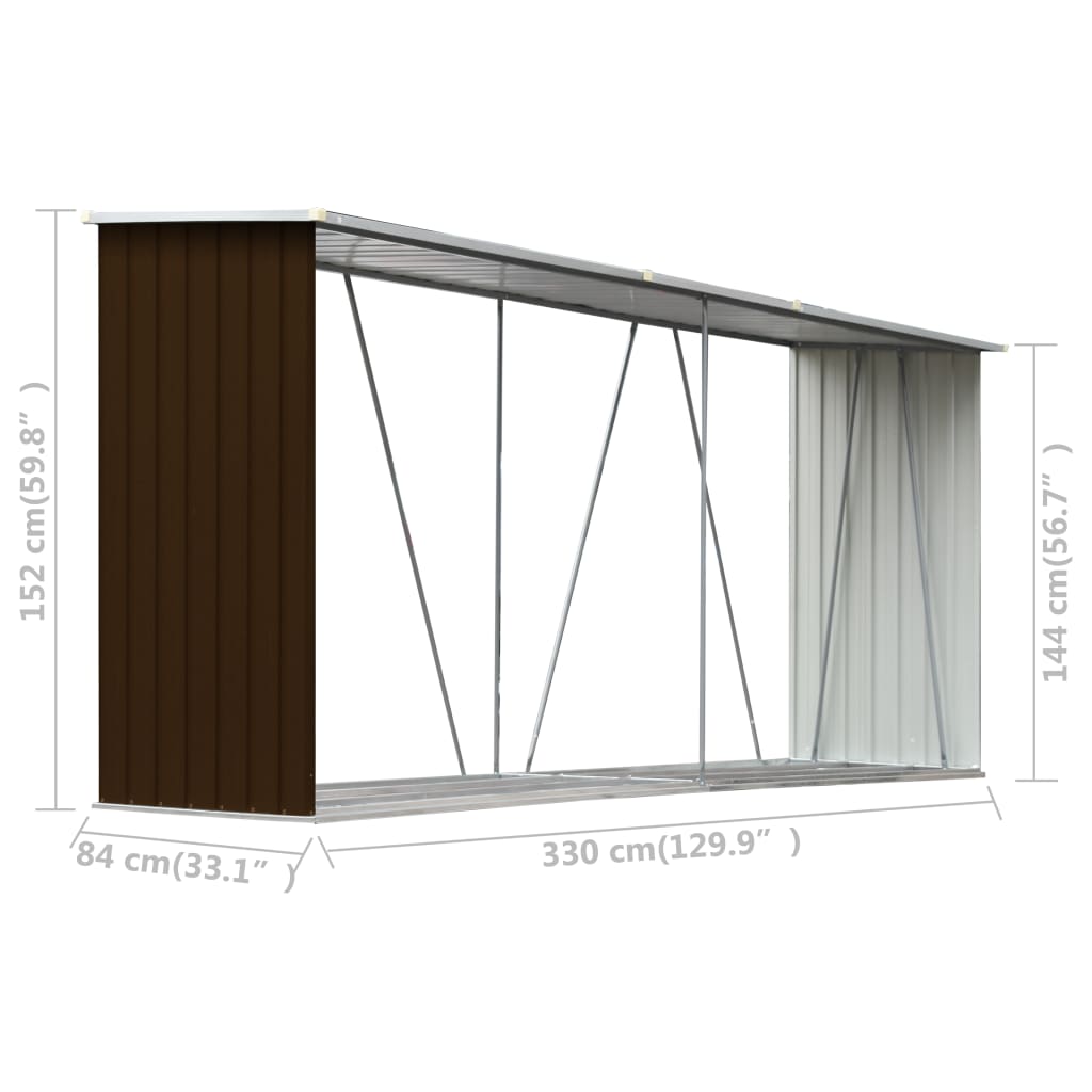 Capannone da Giardino in Acciaio Zincato 330x84x152cm Marrone - homemem39