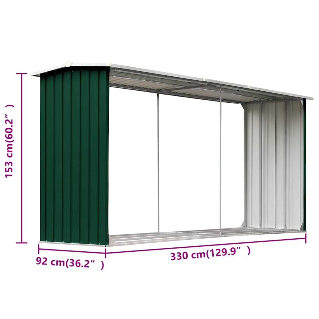 Capannone da Giardino in Acciaio Zincato 330x92x153cm Verde | homemem39
