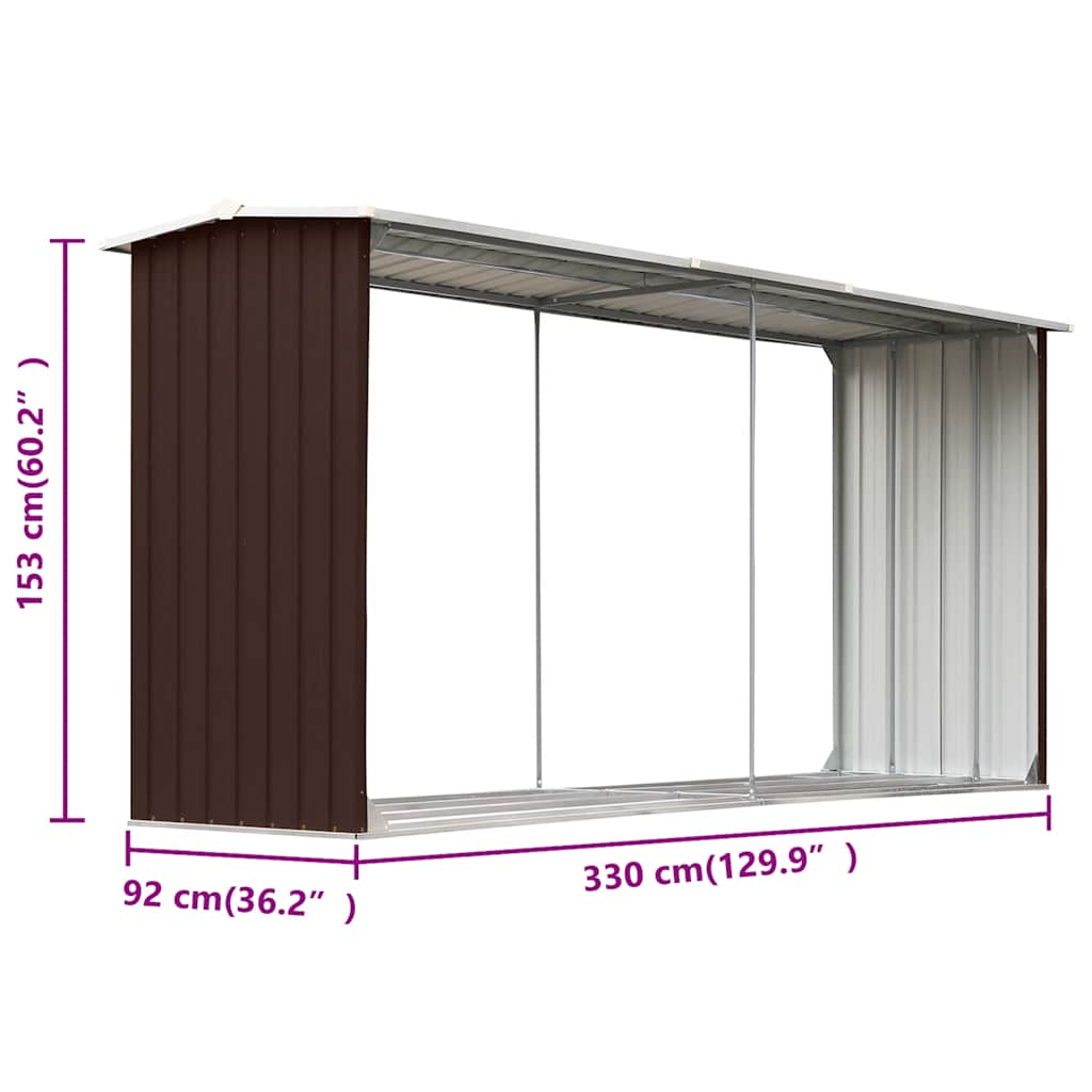 Capannone da Giardino in Acciaio Zincato 330x92x153cm Marrone