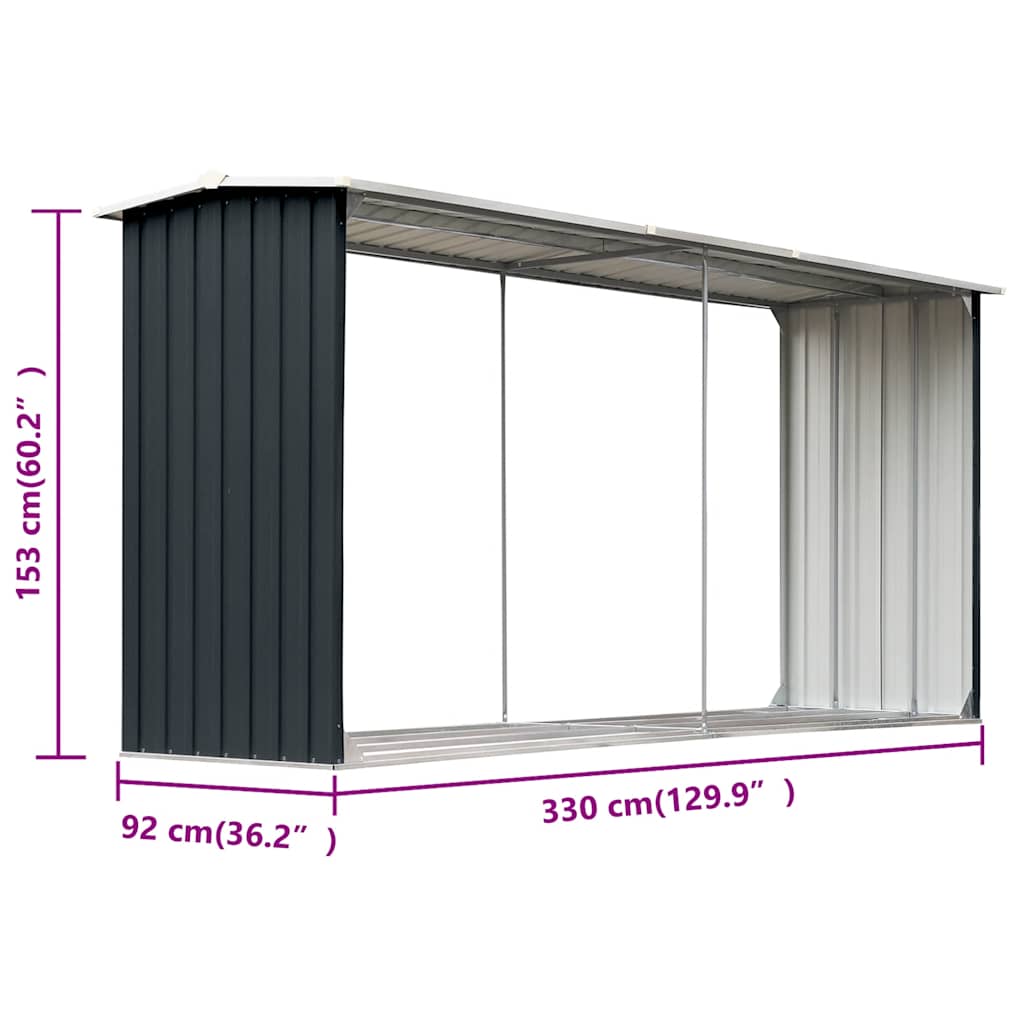 Capannone da Giardino in Acciaio Zincato 330x92x153cm Antracite | homemem39