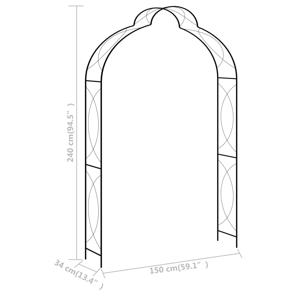 Arco da Giardino Nero 150x34x240 cm in Ferro | homemem39