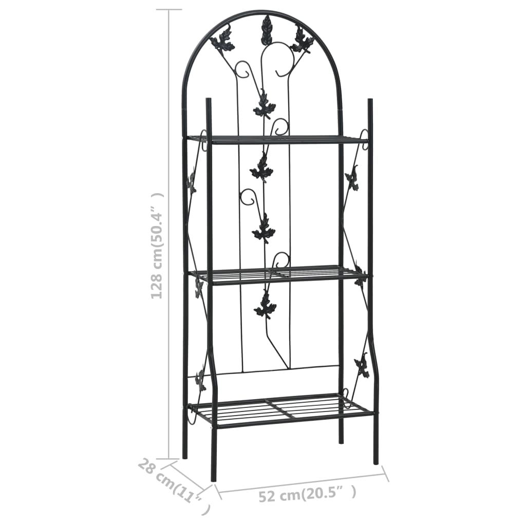 Supporto per Piante a 3 Livelli Nero 52x28x128 cm in Ferro - homemem39