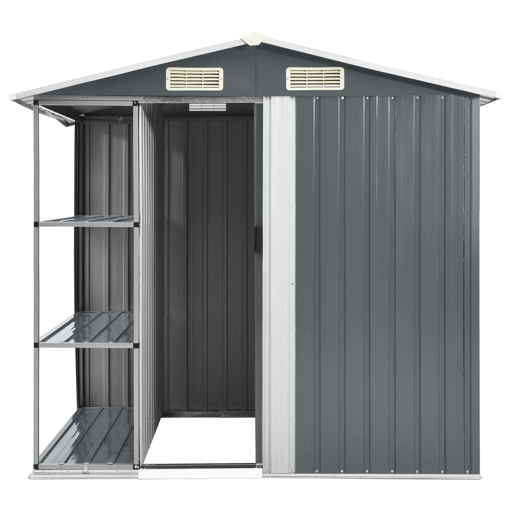Capanno da Giardino con Scaffali Grigio 205x130x183 cm in Ferro - homemem39