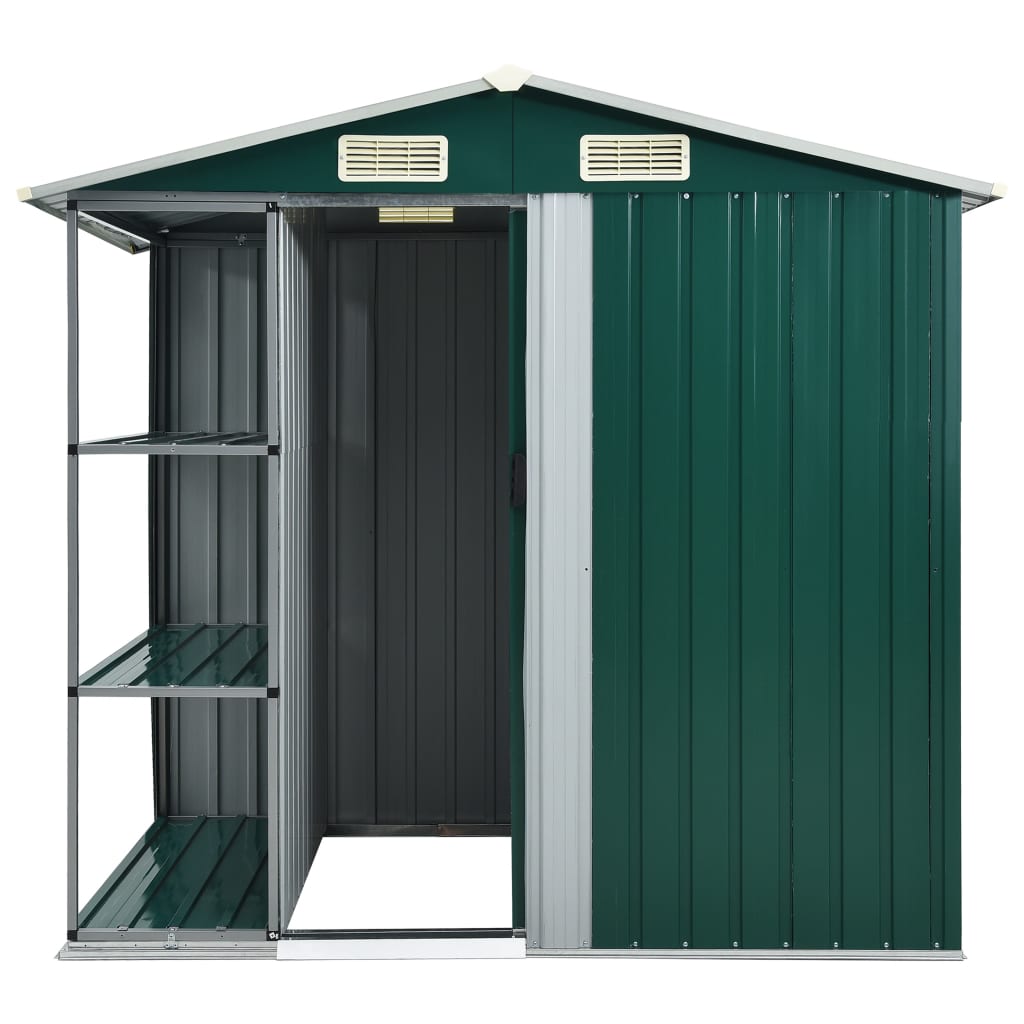 Capanno da Giardino con Scaffali Verde 205x130x183 cm in Ferro - homemem39