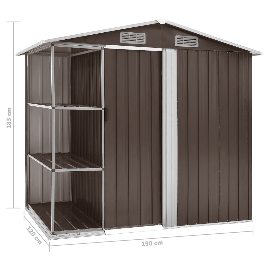 Capanno da Giardino con Scaffali Marrone 205x130x183 cm Ferro - homemem39