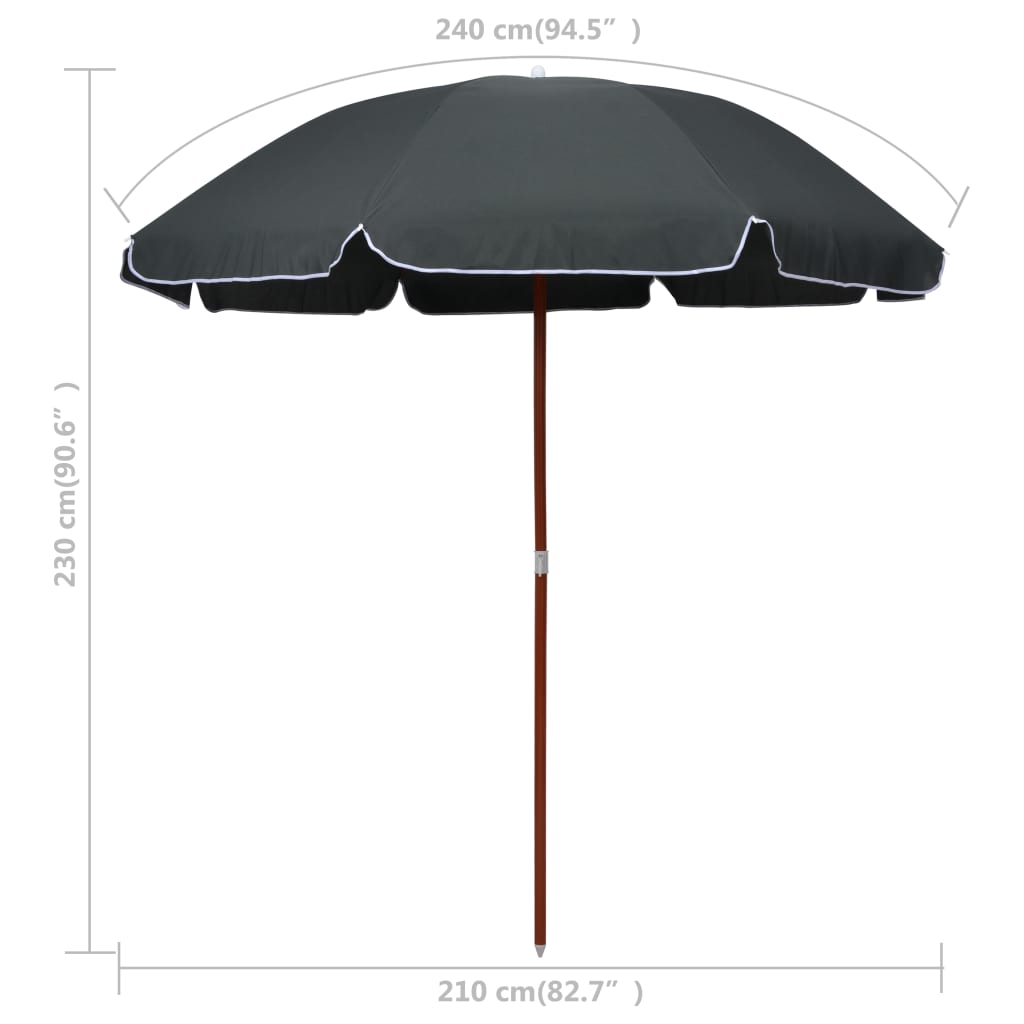 Ombrellone da Giardino con Palo in Acciaio 240 cm Antracite - homemem39
