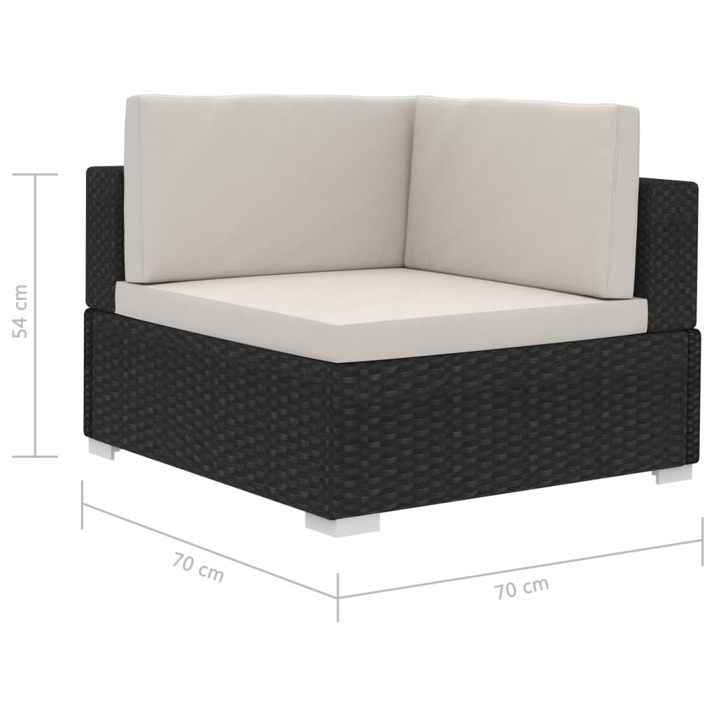 Poltrone Modulari ad Angolo con Cuscini 2 pz Polyrattan Nero - homemem39