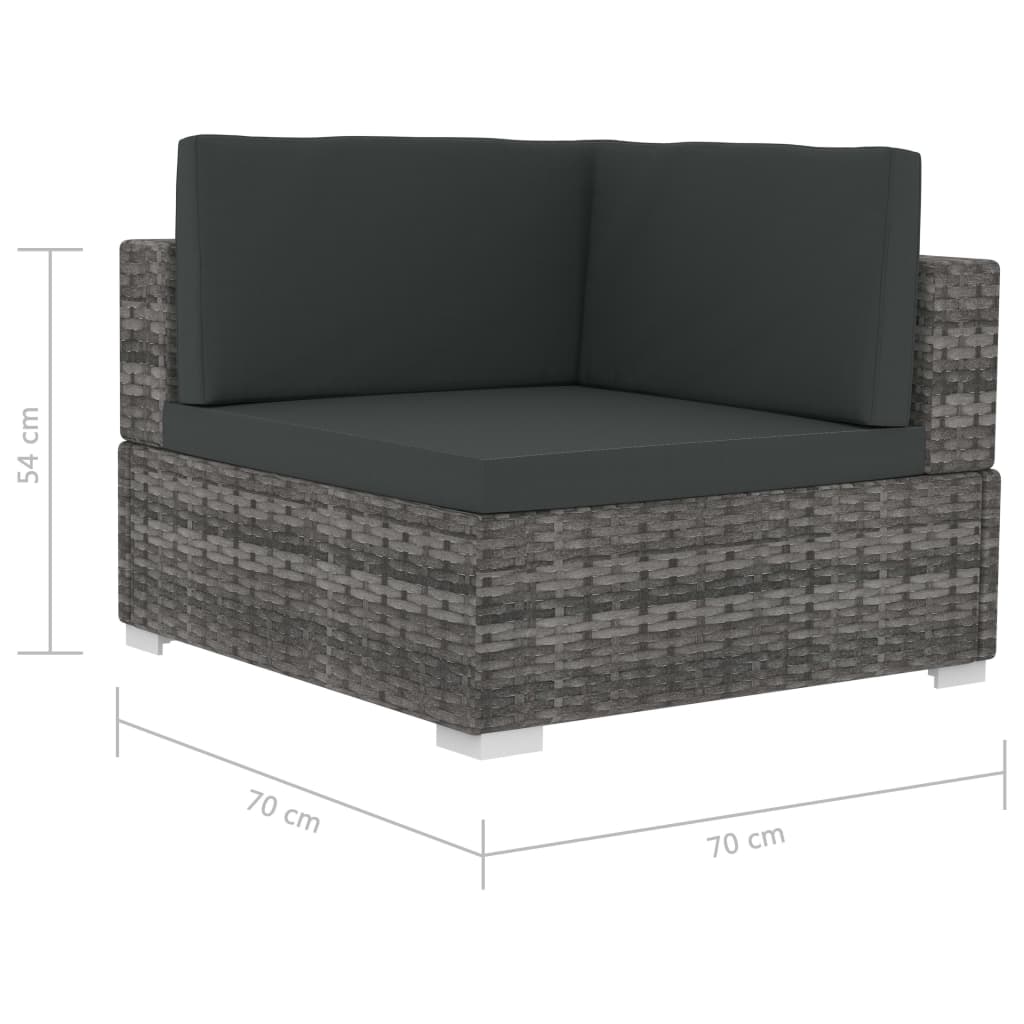 Poltrone Modulari ad Angolo con Cuscini 2 pz Polyrattan Grigio | homemem39