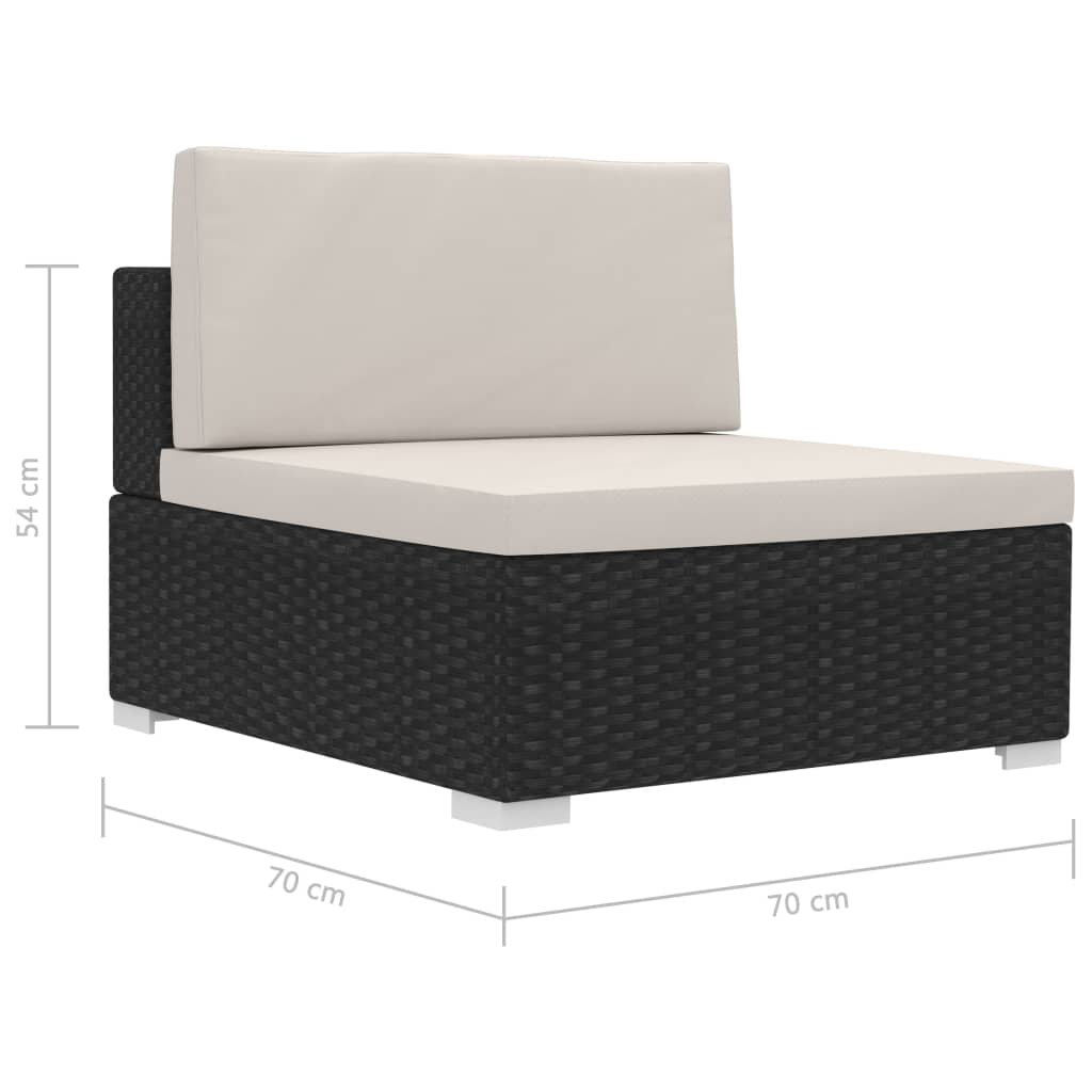 Set Divani da Giardino 4 pz con Cuscini in Polyrattan Nero | homemem39
