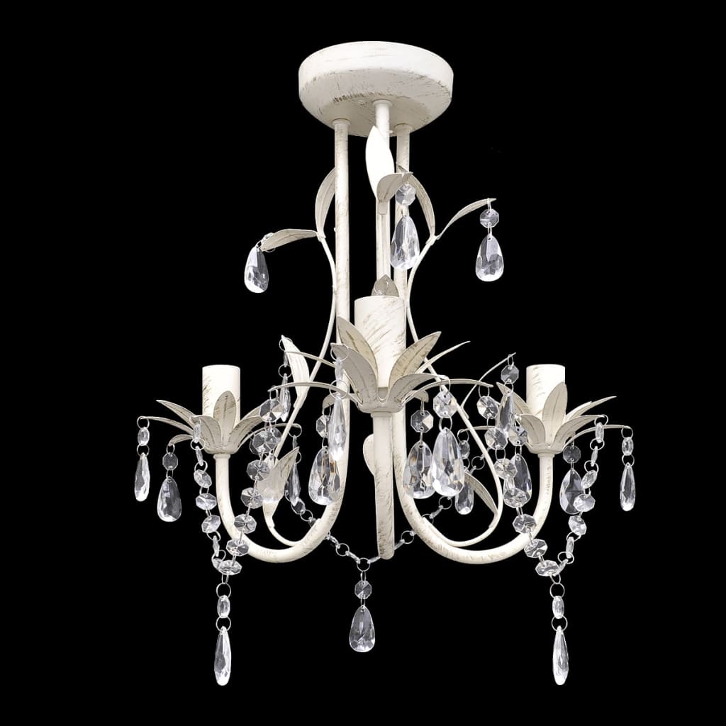 Lampadario con Pendenti in Cristallo 4 pz Bianco Elegante - homemem39