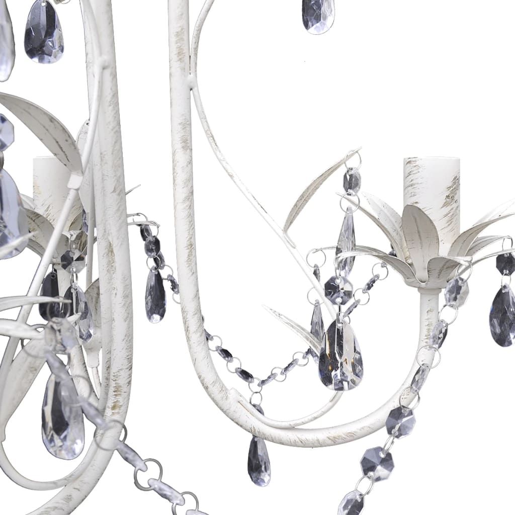 Lampadario con Pendenti in Cristallo 4 pz Bianco Elegante - homemem39