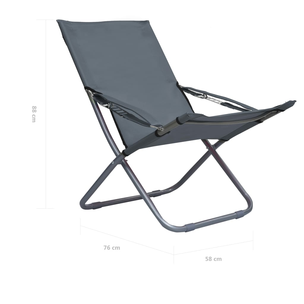 Sedie da Spiaggia Pieghevoli 2 pz in Tessuto Grigio | homemem39