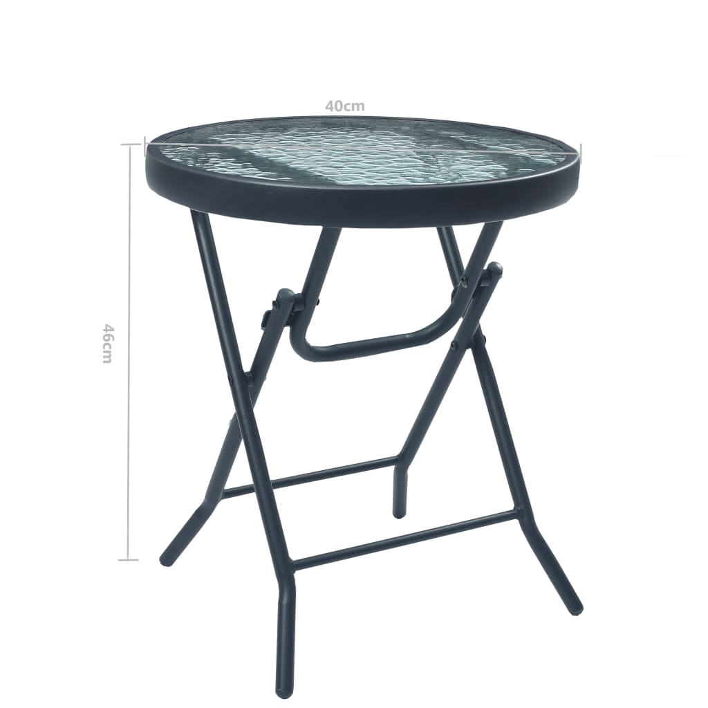 Tavolino da Bistrot Nero 40x46 cm in Acciaio e Vetro - homemem39