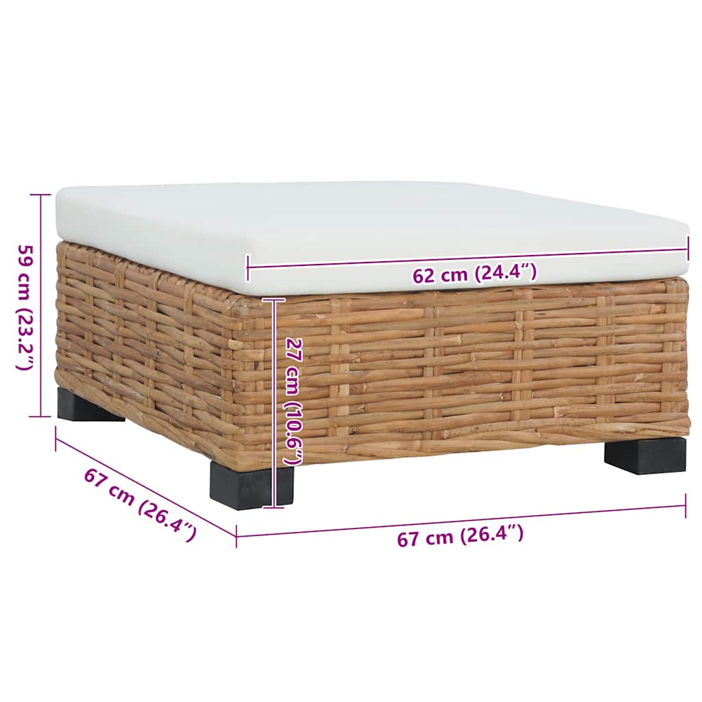 Poggiapiedi con Cuscino in Rattan Naturale - homemem39