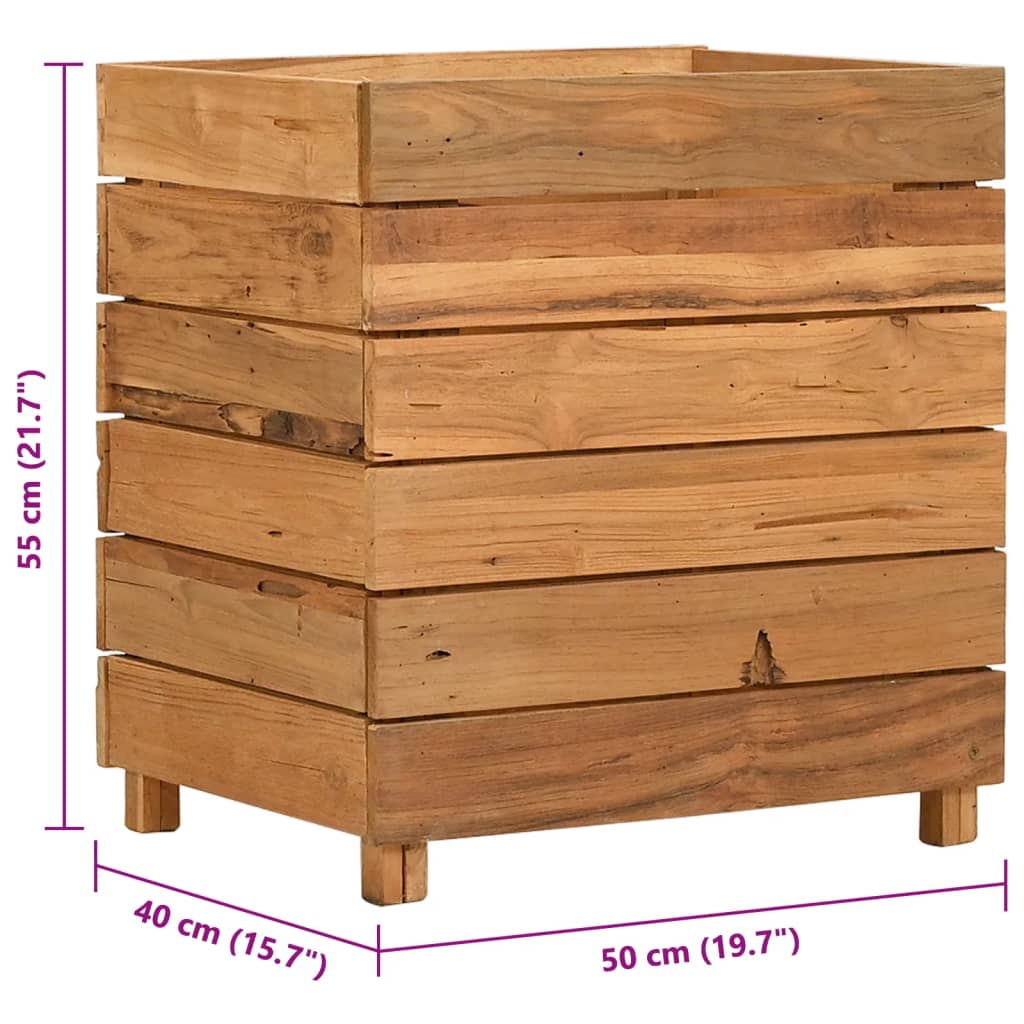 Letto Rialzato 50x40x55 cm Legno di Teak di Recupero e Acciaio - homemem39