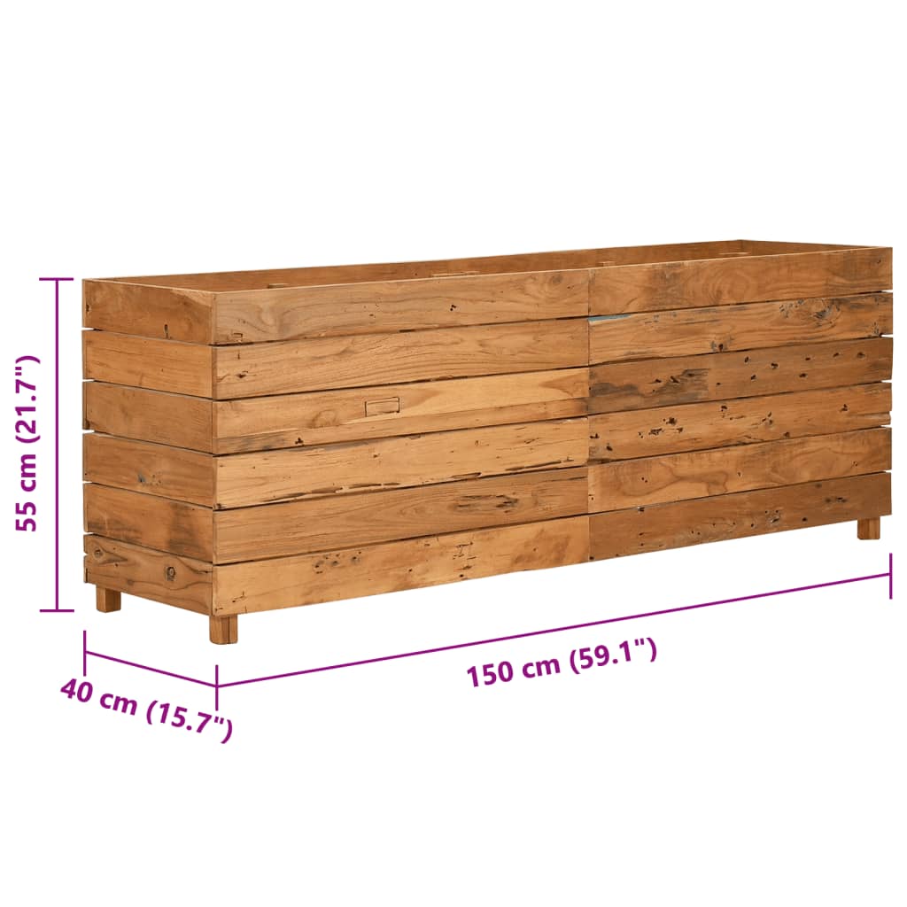 Letto Rialzato 150x40x55 cm Legno di Teak di Recupero e Acciaio - homemem39