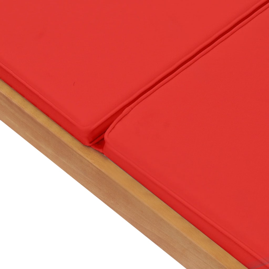 Lettino Prendisole con Cuscino in Massello di Teak Rosso - homemem39