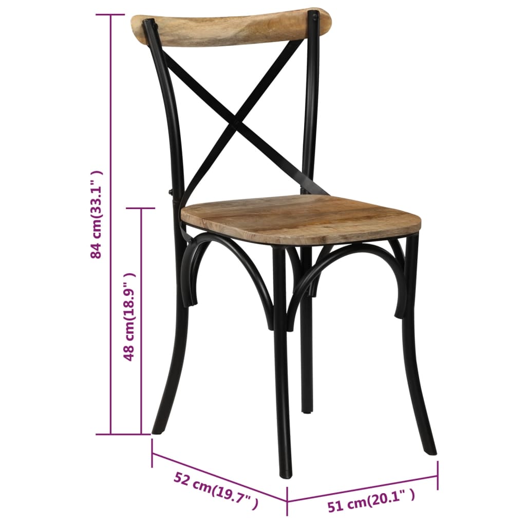 Sedie a Croce 6 pz Nere in Legno Massello di Mango | homemem39