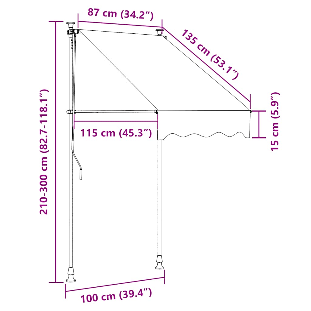 Tenda da Sole Retrattile Manuale 100 cm Crema | homemem39