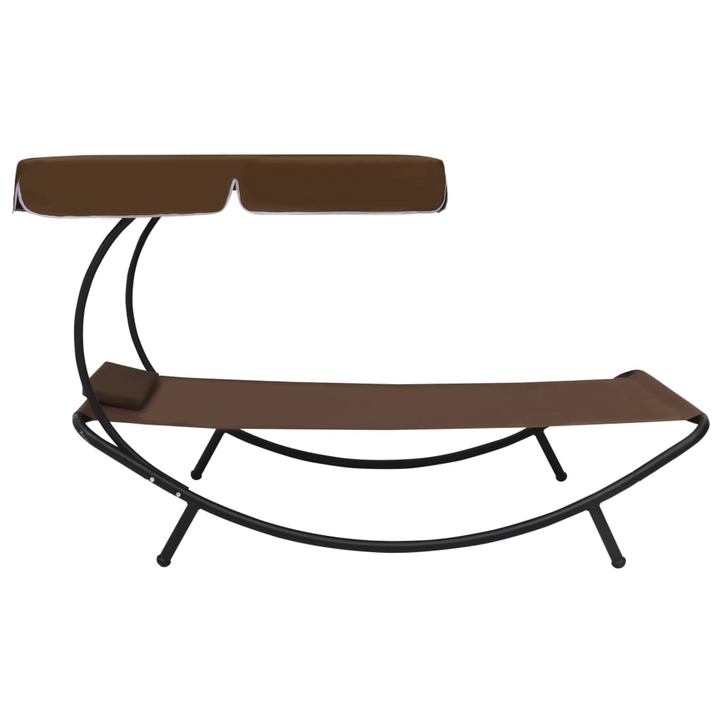 Lettino da Esterno con Baldacchino e Cuscino Marrone - homemem39