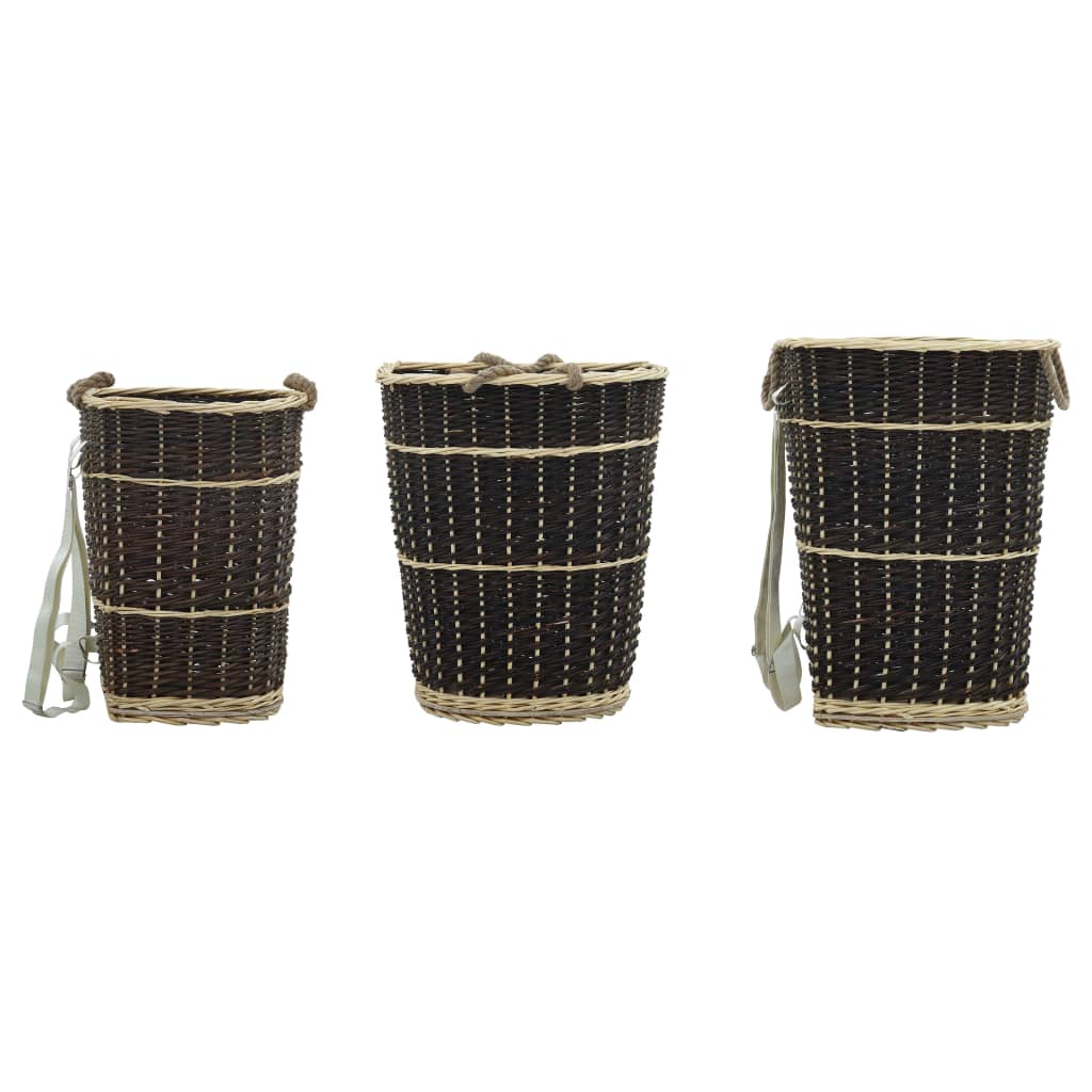 Cesta per Legna con Spallacci 57x51x69cm Salice Naturale - homemem39