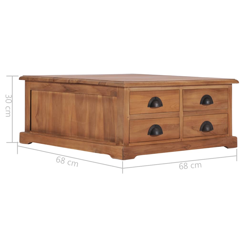 Tavolino da Salotto 68x68x30 cm in Legno Massello di Teak - homemem39