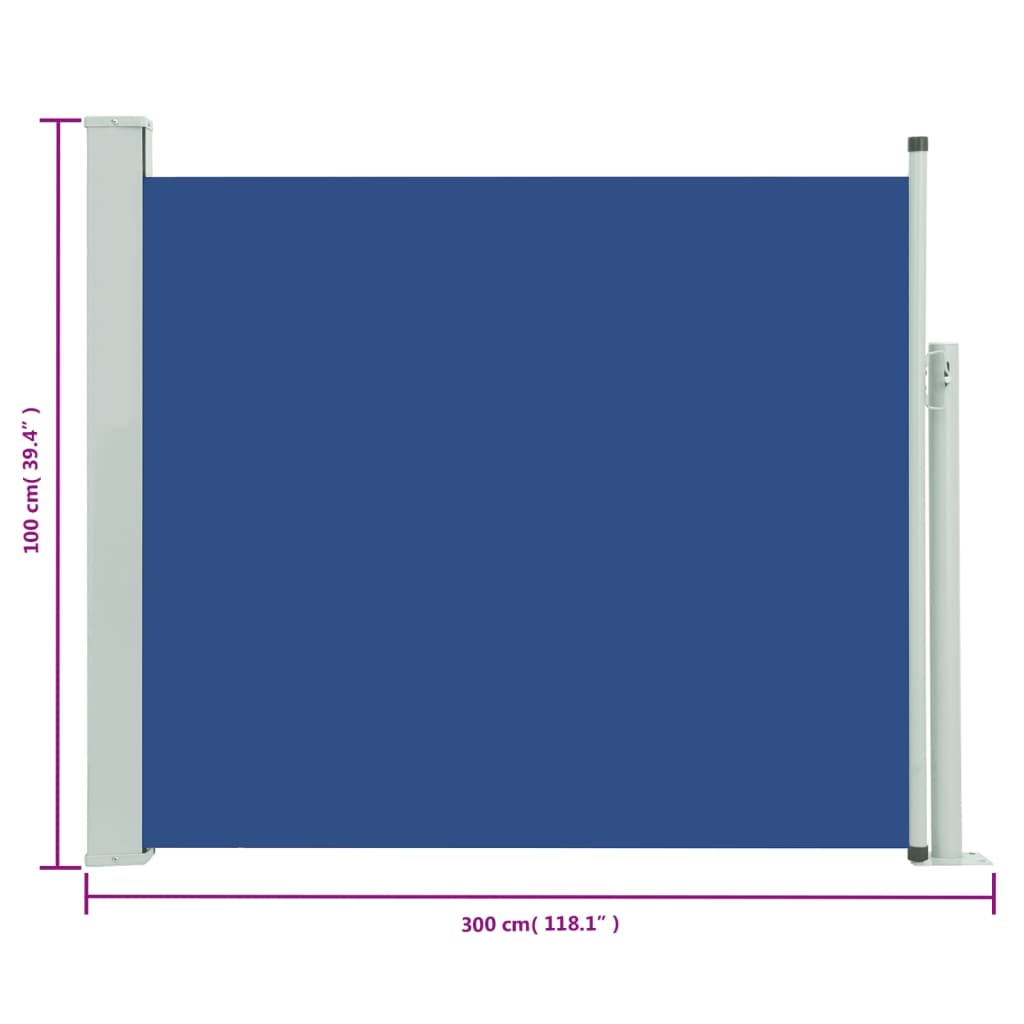 Tenda Laterale Retrattile per Patio 100x300 cm Blu - homemem39